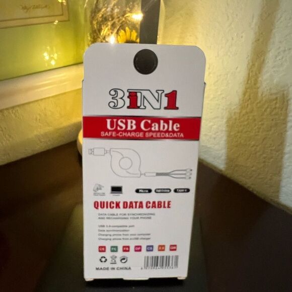 3 in 1 TPE Charging Cable - Black #YC - Picture 4 of 6